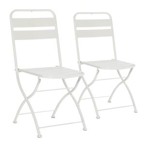 Pack de 2 chaises de jardin pliantes en métal blanc