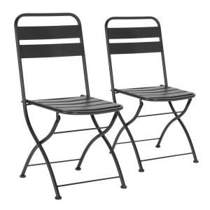 Pack de 2 chaises de jardin pliantes en métal noir