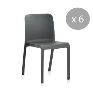 Pack de 6 chaises design en résine recyclée anthracite