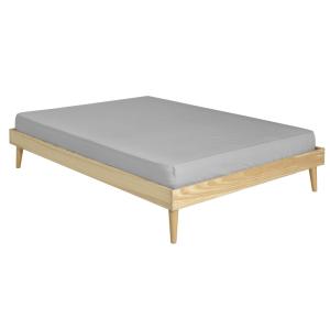 Pack lit 2 places avec pieds et matelas bois massif 140x190…
