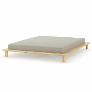 Pack lit 2 places futon avec matelas bois massif 140x200 cm