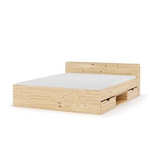 Pack lit avec 2 tiroirs et matelas bois massif 160x200 cm