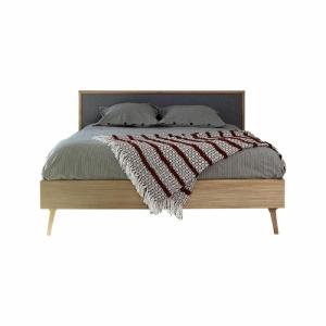 Pack lit avec matelas bois massif gris et bois 160x200 cm