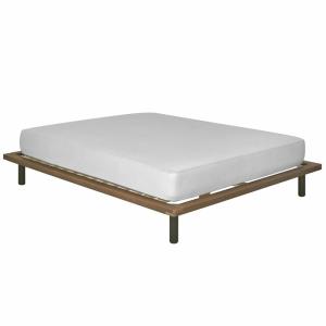 Pack lit avec matelas bois massif noyer 120x200 cm