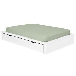 Pack lit avec tiroir et matelas bois massif blanc 160x200 cm