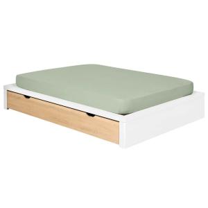 Pack lit avec tiroir et matelas bois massif blanc et hêtre…