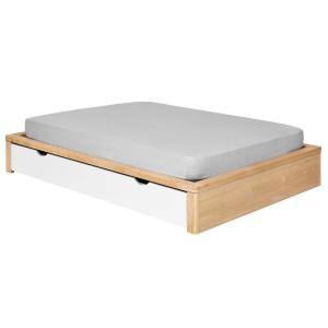 Pack lit avec tiroir et matelas bois massif hêtre et blanc…