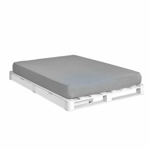 Pack lit palette avec matelas bois massif blanc 160x200 cm