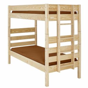 Pack lit superposé haut avec 2 matelas 90x200 cm bois massi…
