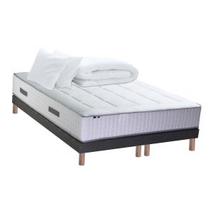 Pack matelas Ressort 7 zones sommier oreiller couette 160x2…