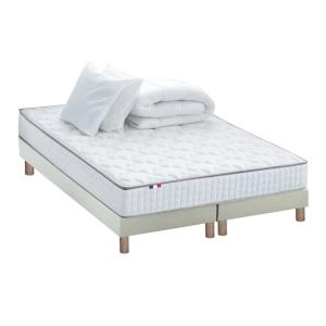 Pack matelas ressorts sommier couette oreillers 2x80x200 be…