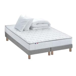 Pack matelas ressorts sommier couette oreillers 2x80x200 gr…