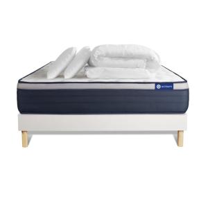 Pack matelas sommier 160x200 cmkit blanc oreiller couette