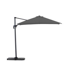 Pack parasol déporté carré 2,5m anthracite avec socles et h…