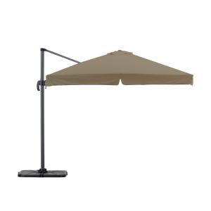 Pack parasol déporté carré 3m taupe avec socles et housse