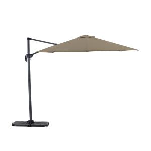 Pack parasol déporté rond 3m taupe avec socles et housse