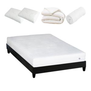 Pack prêt à dormir egio - sommier bois latex blanc 140x190…