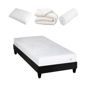 Pack prêt à dormir egio - sommier bois latex blanc 90x190 c…