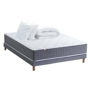 Pack Ressort 7 zones H.30cm Sommier couette oreiller 160x200