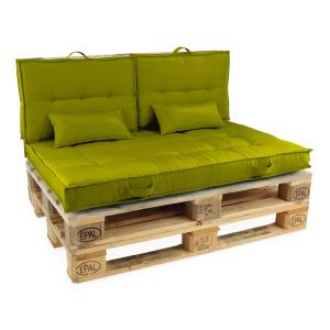 Pack salon de terrasse palettes et cousinage vert kaki