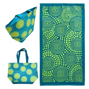 Pack serviette de plage et sac coordonné Wax vert