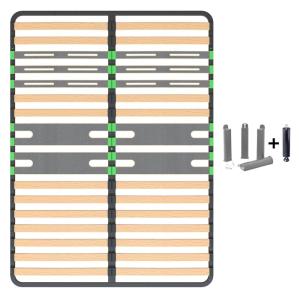 Pack  sommier 2x16 lattes 120x190cm   pieds gris   pied cen…