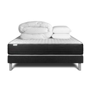 Pack sommier kit matelas Mémoire de forme 140x190 Noir Comp…
