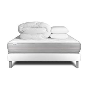 Pack sommier kit matelas Mémoire de forme 140x200 Blanc Com…
