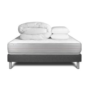 Pack sommier kit matelas Mémoire de forme 140x200 Gris Comp…
