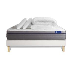 Pack sommier kit matelas Mémoire de forme 180x200 Blanc Com…