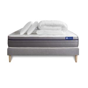 Pack sommier kit matelas Mémoire de forme 200x200 Gris Comp…