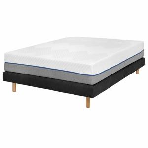 Pack sommier tapissier avec matelas bois massif noir 140x19…