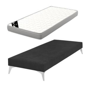 Pack sommier tapissier avec matelas bois massif noir 80x200…