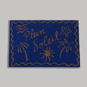 Paillasson en fibre de coco imprimé bord de mer bleu et mar…