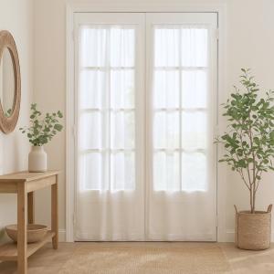 Paire de petits voilages droits finition passe tringle poly…