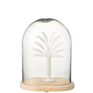 Palmier sous cloche en verre transparent 22x16x26