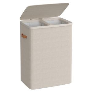 Panier à linge 170 l 2 compartiments 56 x 40 x 75 cm beige…