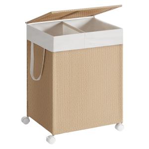 Panier à linge 2 compartiments 100l trieur sur roulettes be…