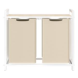 Panier à linge 2 compartiments avec étagère de rangement be…