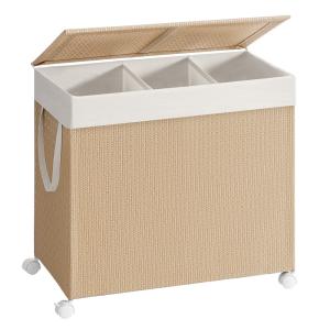 Panier à linge 3 compartiments 140l trieur sur roulettes be…