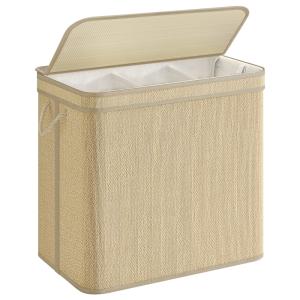 Panier à linge 3 compartiments 170l avec couvercle couleur…