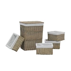 Panier à linge   4 corbeilles en osier gris (lot de 5)