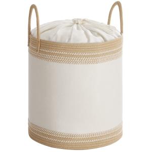 Panier à linge 60l avec couvercle cordon de serrage marron…