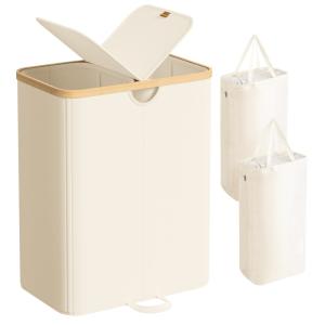 Panier à linge à 2 compartiments 150 l avec couvercle blanc…