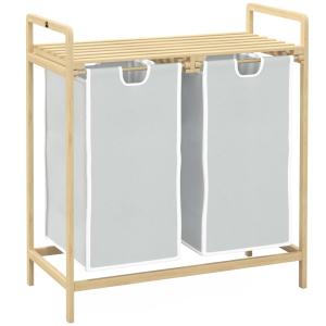 Panier à linge amovible coulissant bambou non-tissé crème
