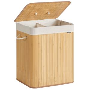 Panier à linge avec couvercle 2 compartiments 120 l pliable…