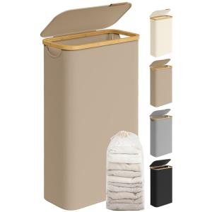 Panier à linge avec couvercle 65l doublure en maille amovib…