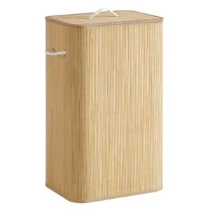 Panier à linge avec couvercle 90l pliable effet bois couleu…