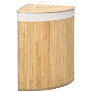 Panier à linge bambou d'angle avec couvercle bambou naturel…