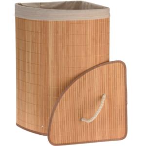 Panier à linge d'angle en bambou et intérieur amovible en c…